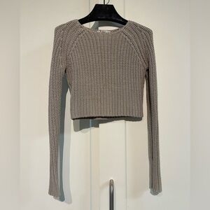 T by Alexander Wang XS Taupe Cropped Knit Sweater 🤍 100% Cotton